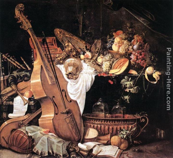 Cornelis de Heem Vanitas Still-Life with Musical Instruments